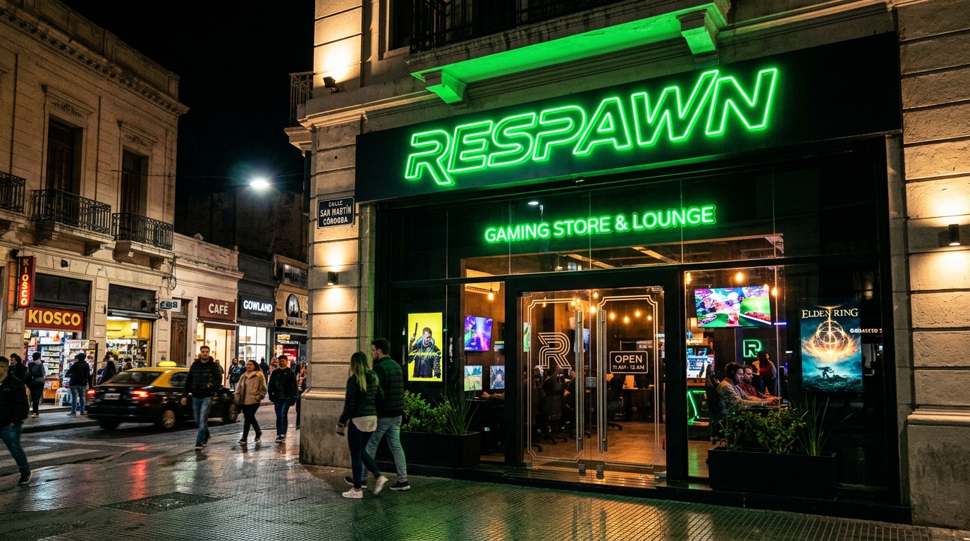 Exterior nocturno Respawn ARG Córdoba