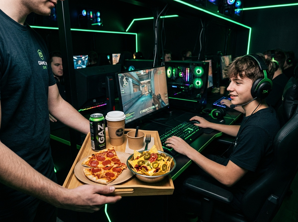 Comida en estación gaming
